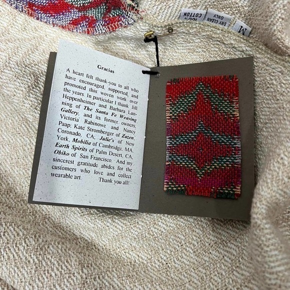 Deborah Hughes Handwoven Artisan Knit Sweater Cotton Open Cardigan New Size M - Picture 13 of 15